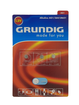GRUNDIG Knopfzellen - Alkaline AG1/364/LR621/ 3 Stück pro Packung