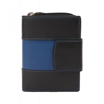 Damenbörse Nappa Leder schwarz/blau