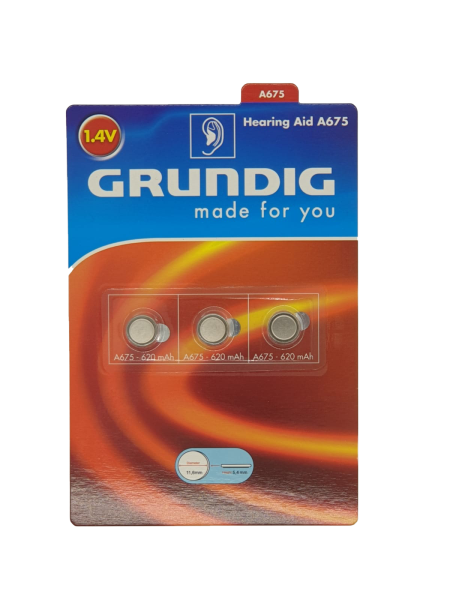 GRUNDIG Knopfzellen - Hearing Aid A675/ 3 Stück pro Packung